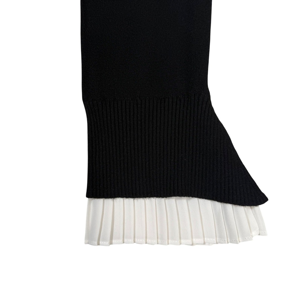 Vila Milana L Black Wool Blend Sweater Pleated Ruff Collar Cuffs‎ NWOT Wednesday - Picture 4 of 11